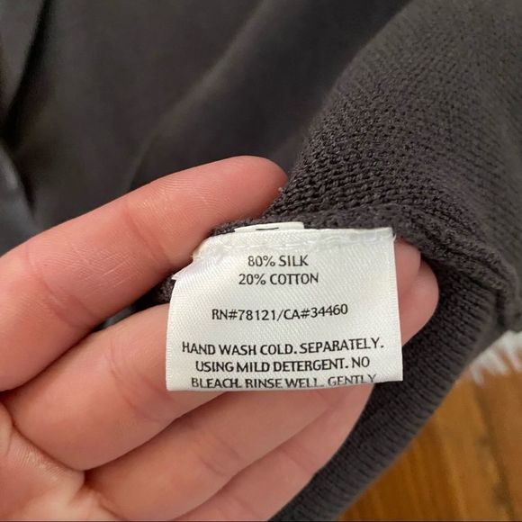 EILEEN FISHER Gray V-Neck Silk Blend Knit Button Down Sweater Blazer Jacket - Picture 6 of 7